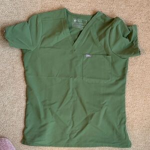 Figs Catrina One Pocket Green V-Neck Scrub Top